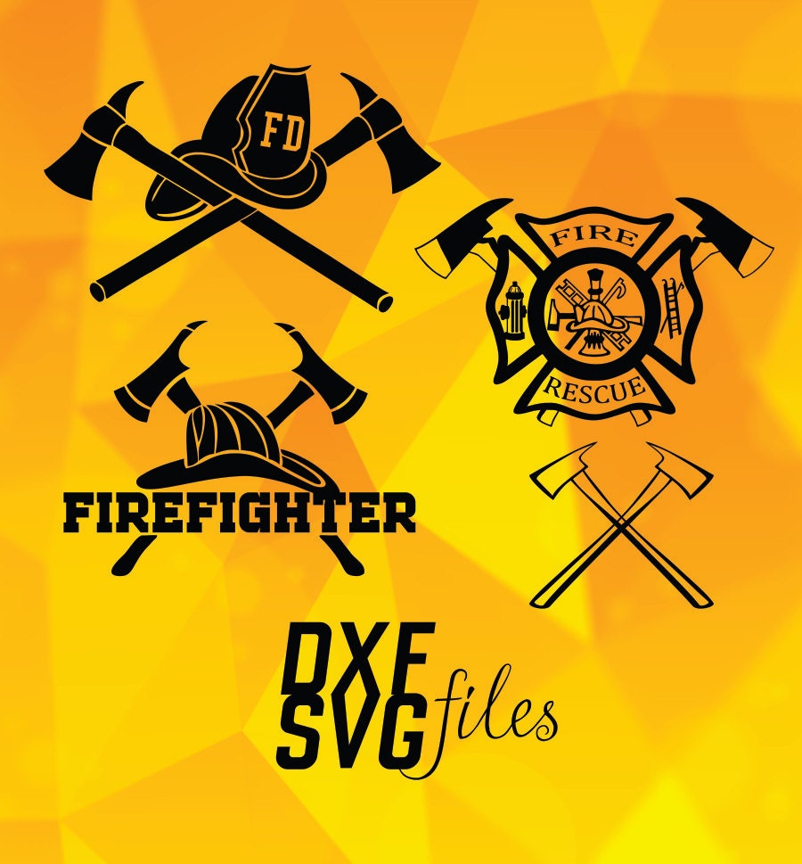 8 Firefighter logo in Eps DXF PNG and SVG files Instant by dxfsvg