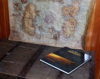 MTO Big Azeroth map. World of Warcraft map. Choose expansion. Fantasy map. WoW. Handdrawn, dyed, sewn.
