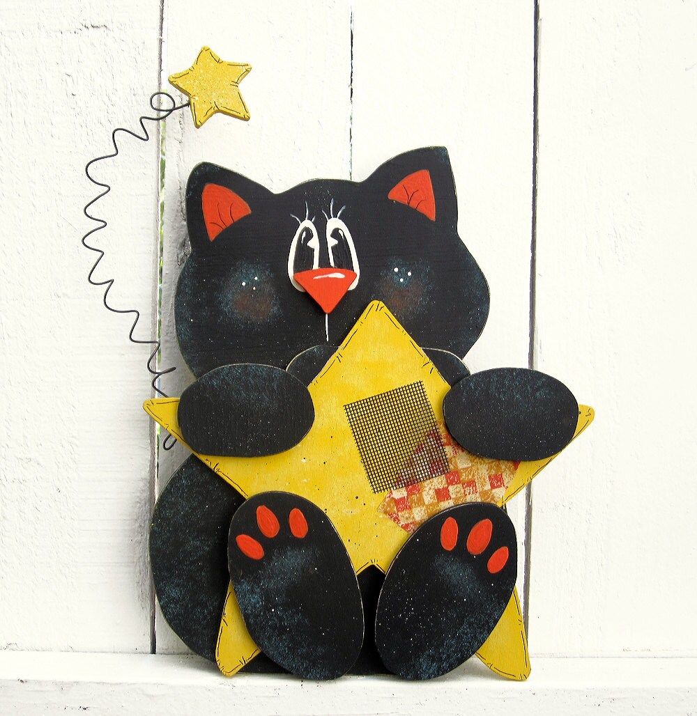 Halloween Black Cat Shelf Sitter Halloween Decor Cat Decor