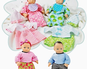 15" Baby doll clothes, Simplicity Pattern 1937, Bitty Baby, Twins, sleepsack, hat, bonnet, bib, booties, dress & top, pants, t shirt, UN-CUT