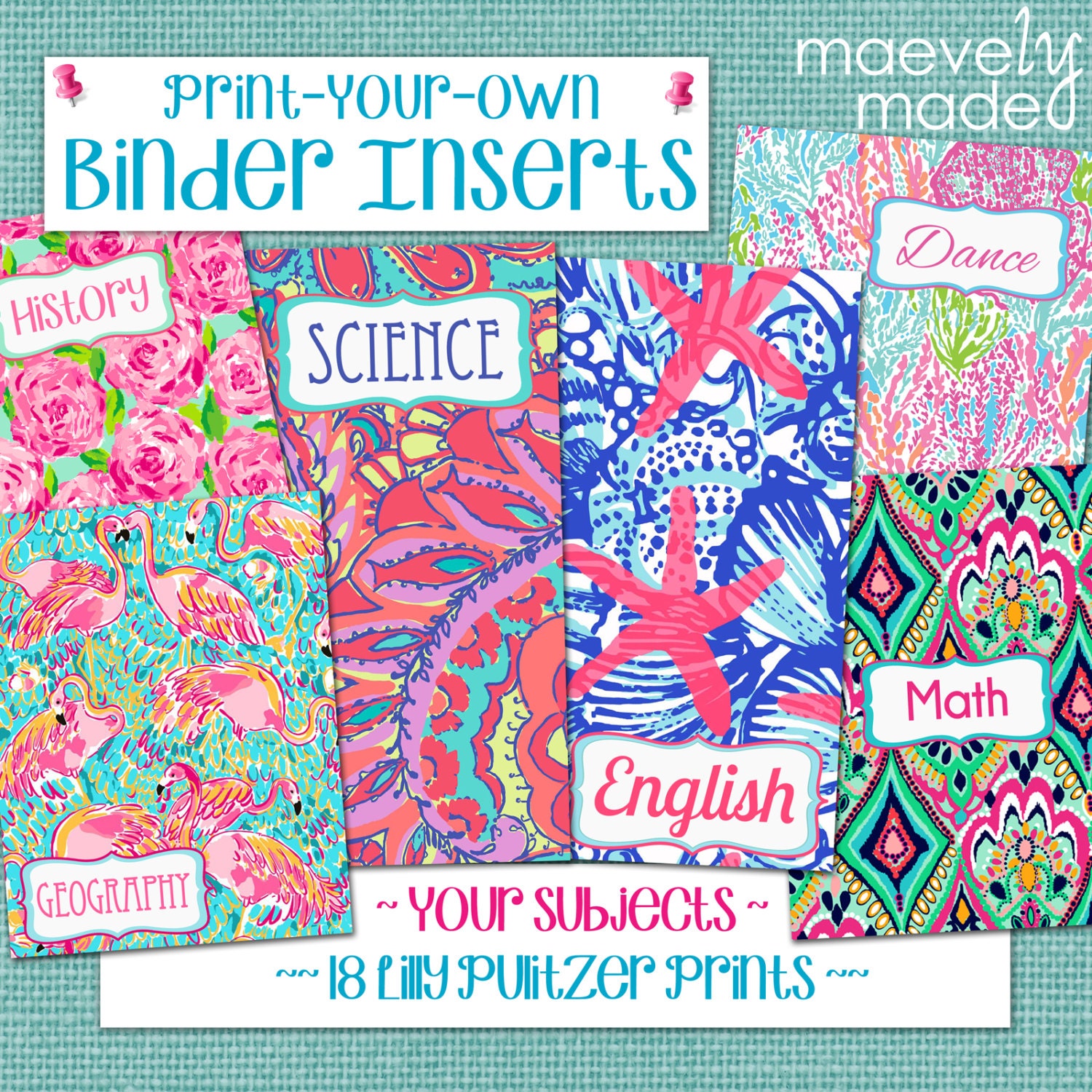 Print Your Own Binder Inserts Custom Subjects On By Maevelymade