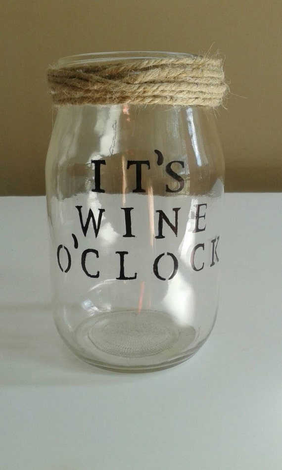 Wine cork holder mason jar its wine o clock by JnJStudios