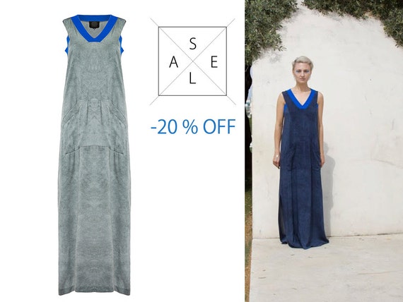 SUMMER SALE! Blue Maxi Dress  Sleeveless Maxi Dress  Blue Navi ...