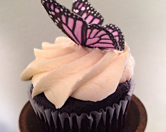 Edible Monarch Butterflies, Double-Sided 3-D Wafer Paper Large Monarch Butterflies for Cakes, Cupcakes or Cookies