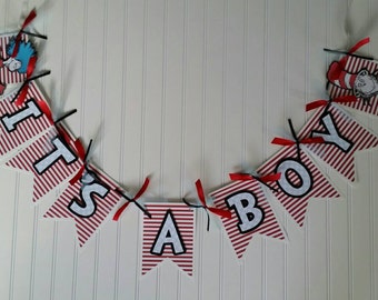 Its A Boy Seuss Name Banner, Seuss Baby Shower, Cat in Hat Baby Shower, Twins baby shower, Seuss Party decorations, seuss party supplies