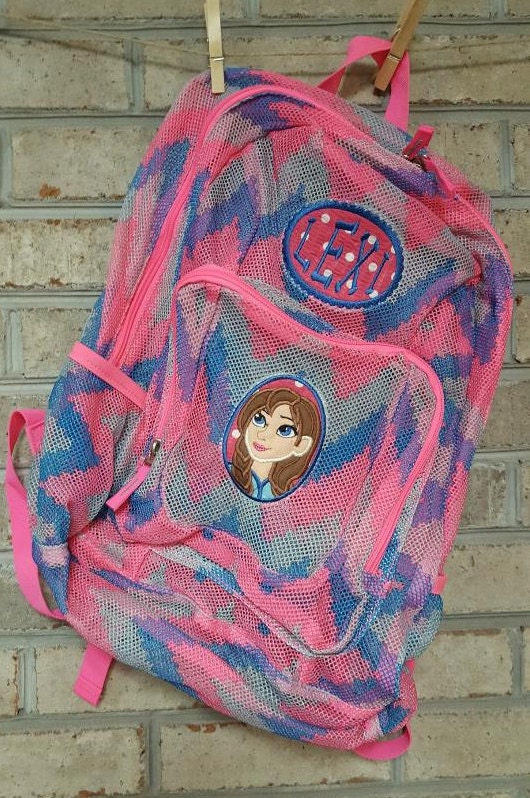 Monogrammed Backpack Mesh Backpack Back to School Girls