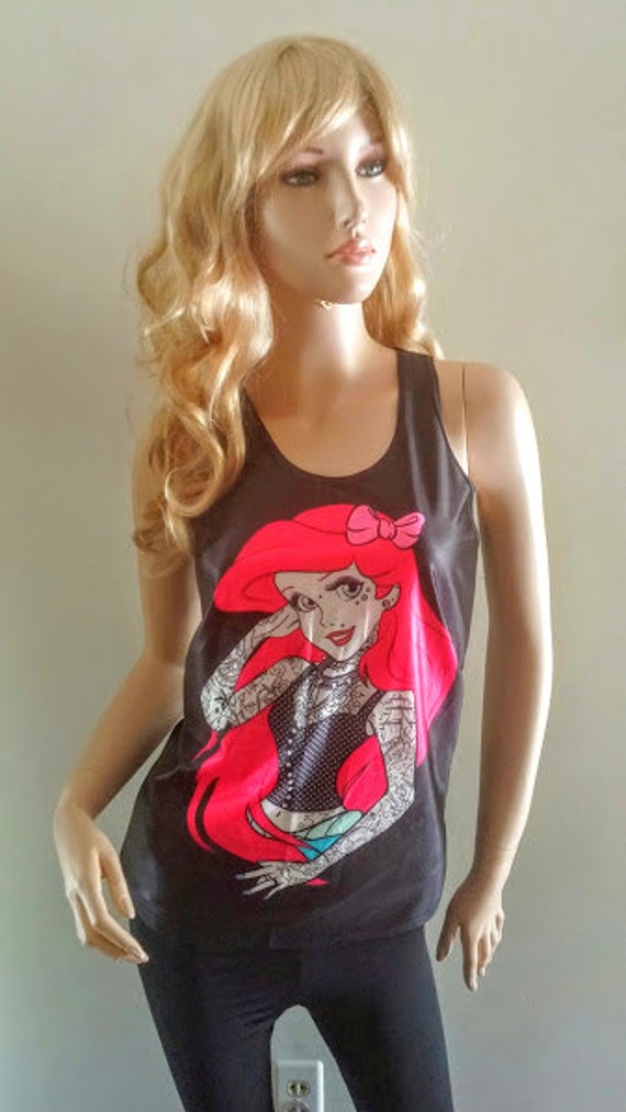 Ariel Princess Punk 3D Print Tank top, Women's Clothing Black Tank