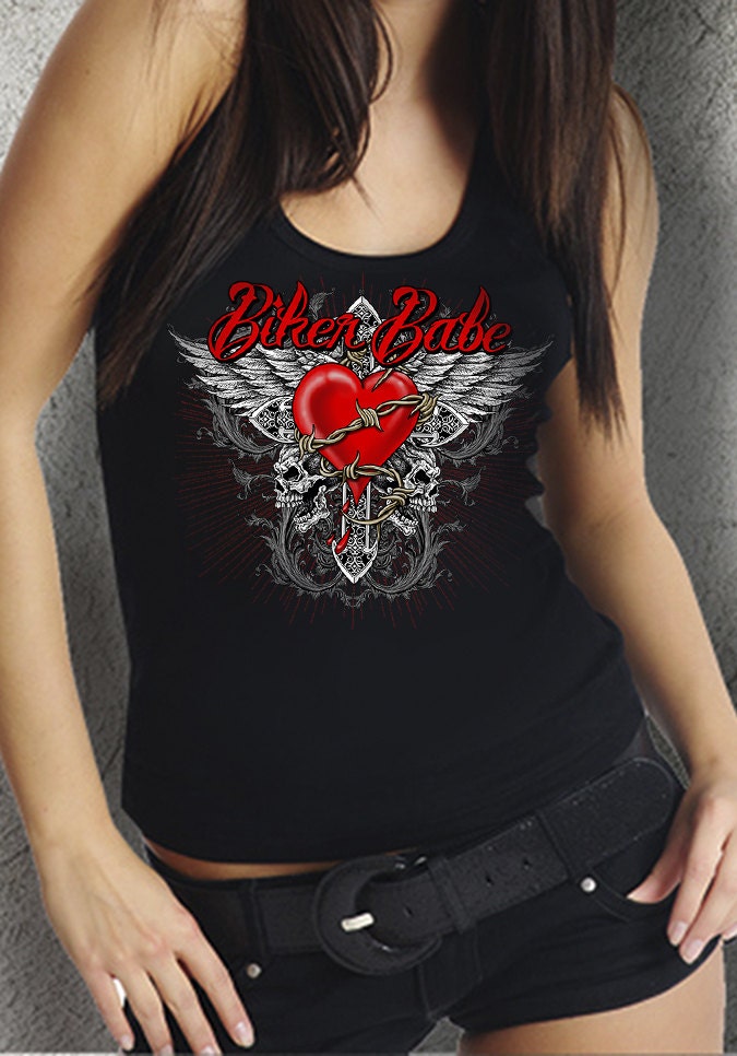 Biker Babe Motorcycle Tank Top Biker Tank Top Black Ladies