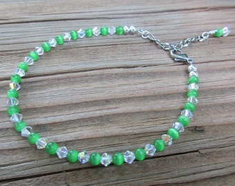 Apple Green Cat's Eye Anklet