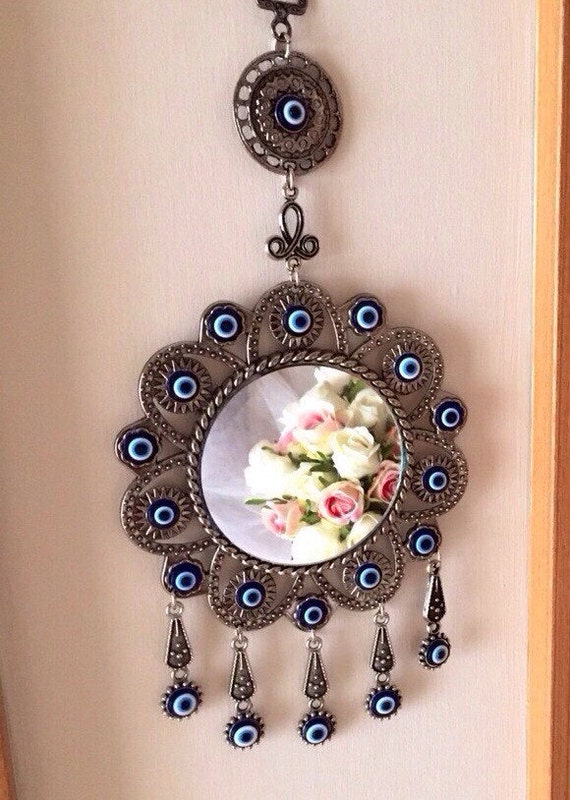 Metal mirror wall hanging evil eye wall by EvileyeWeddingfavors