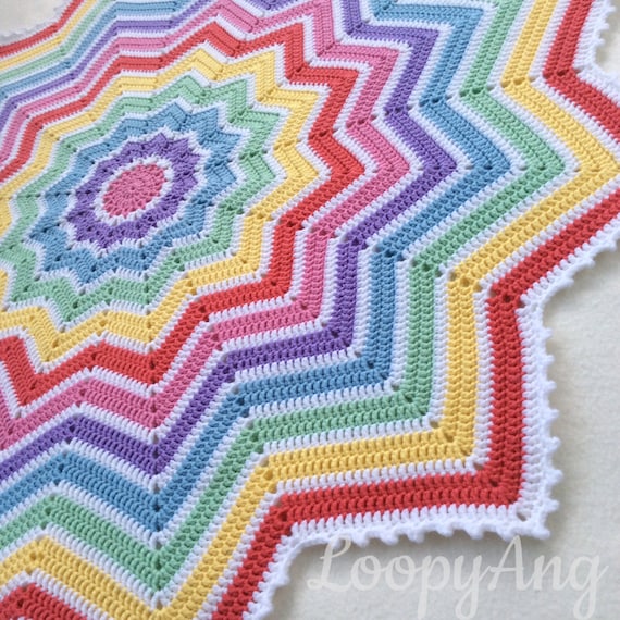 Crochet Rainbow Baby Blanket 12 Pointed Star Afghan Crochet Rainbow Baby Blanket 12 Pointed Star Afghan