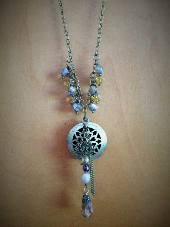 Items similar to Aromatherapy Diffuser Necklace with Glass Crystals on Etsy