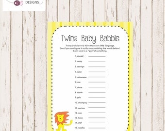 Persnickety image for twin baby shower games free printable Obsessed image pertaining to twin baby shower games free printable