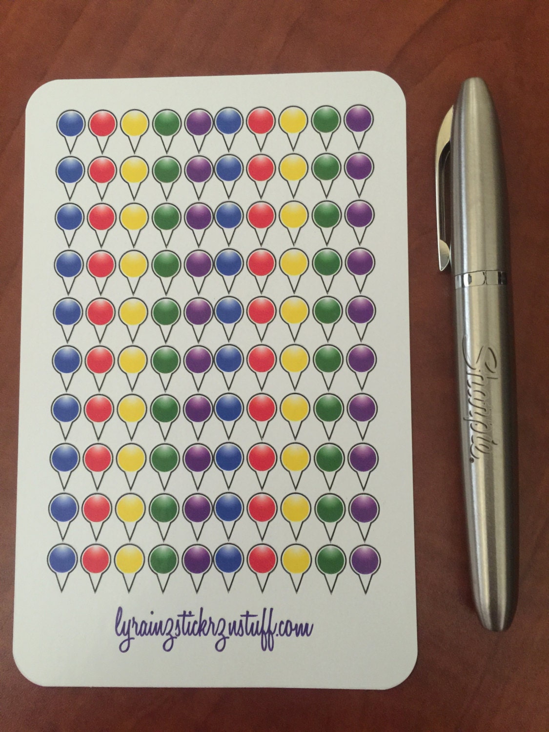 100 Multi Colored Marker/Push Pin Stickers for Passion