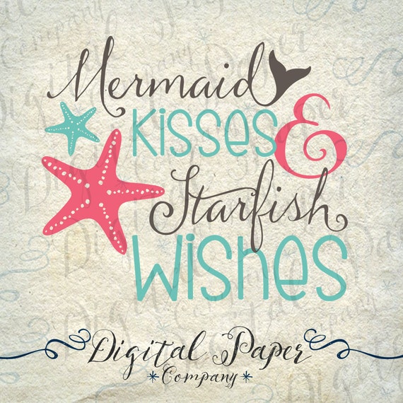 Download Mermaid Kisses & Starfish Wishes SVG DXF by DigitalPaperCompany