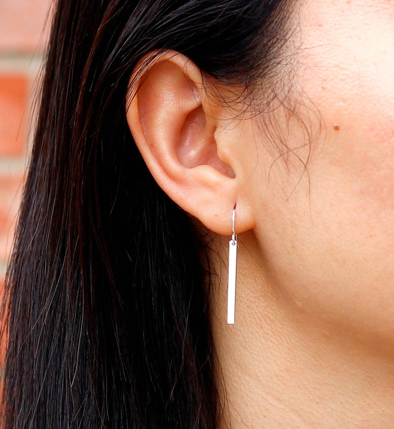 Bar Earrings Sterling Silver Bar Earrings Rose Gold Skinny