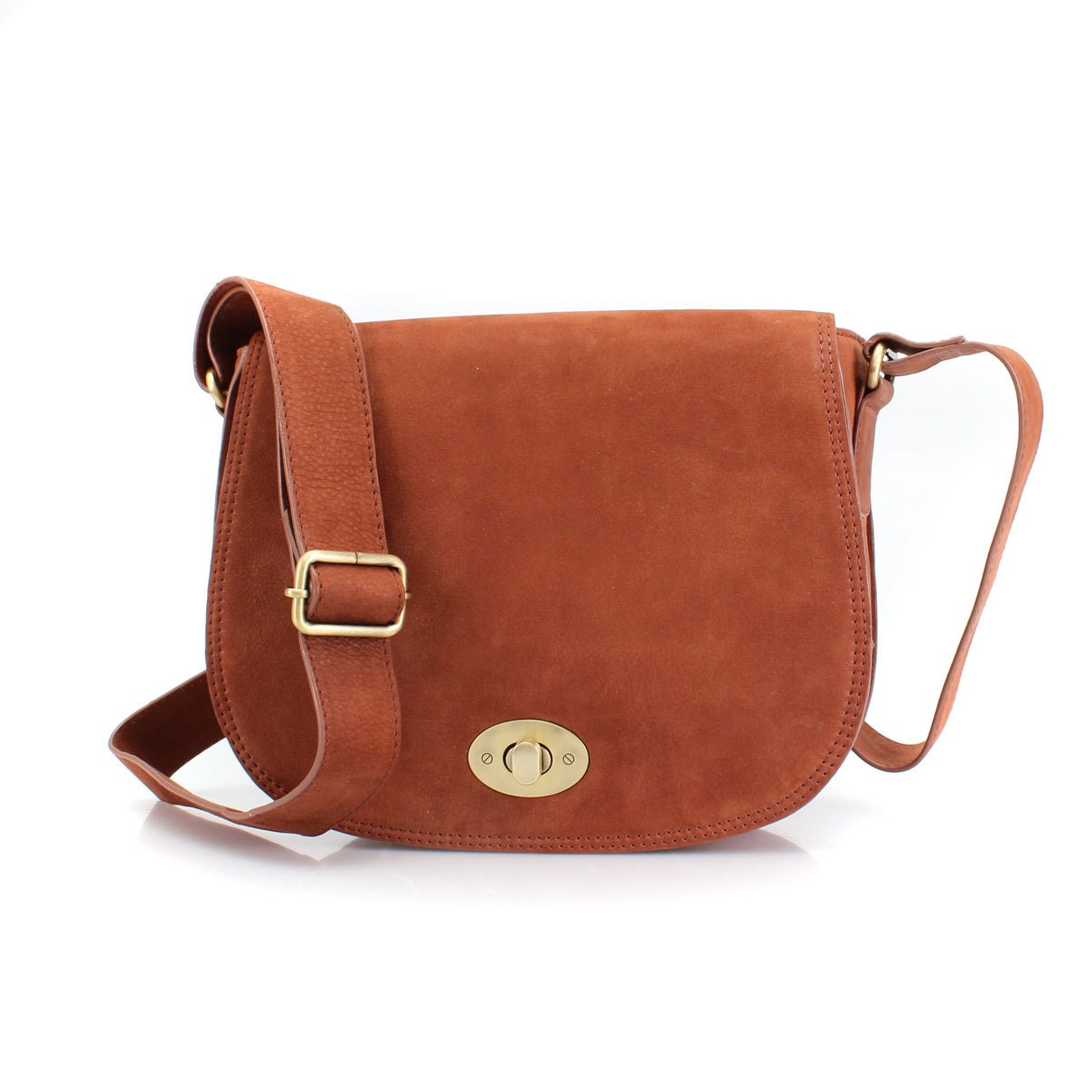 Tan Leather Saddle Bag/ Leather Cross Body Bag/ Leather