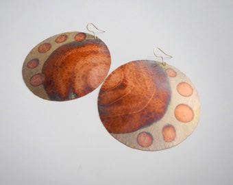Hammered Copper Disc Earrings, Large Statement Earrings, Forged Copper Earrings, Boho Earrings, Festival Jewelry, Big Discs