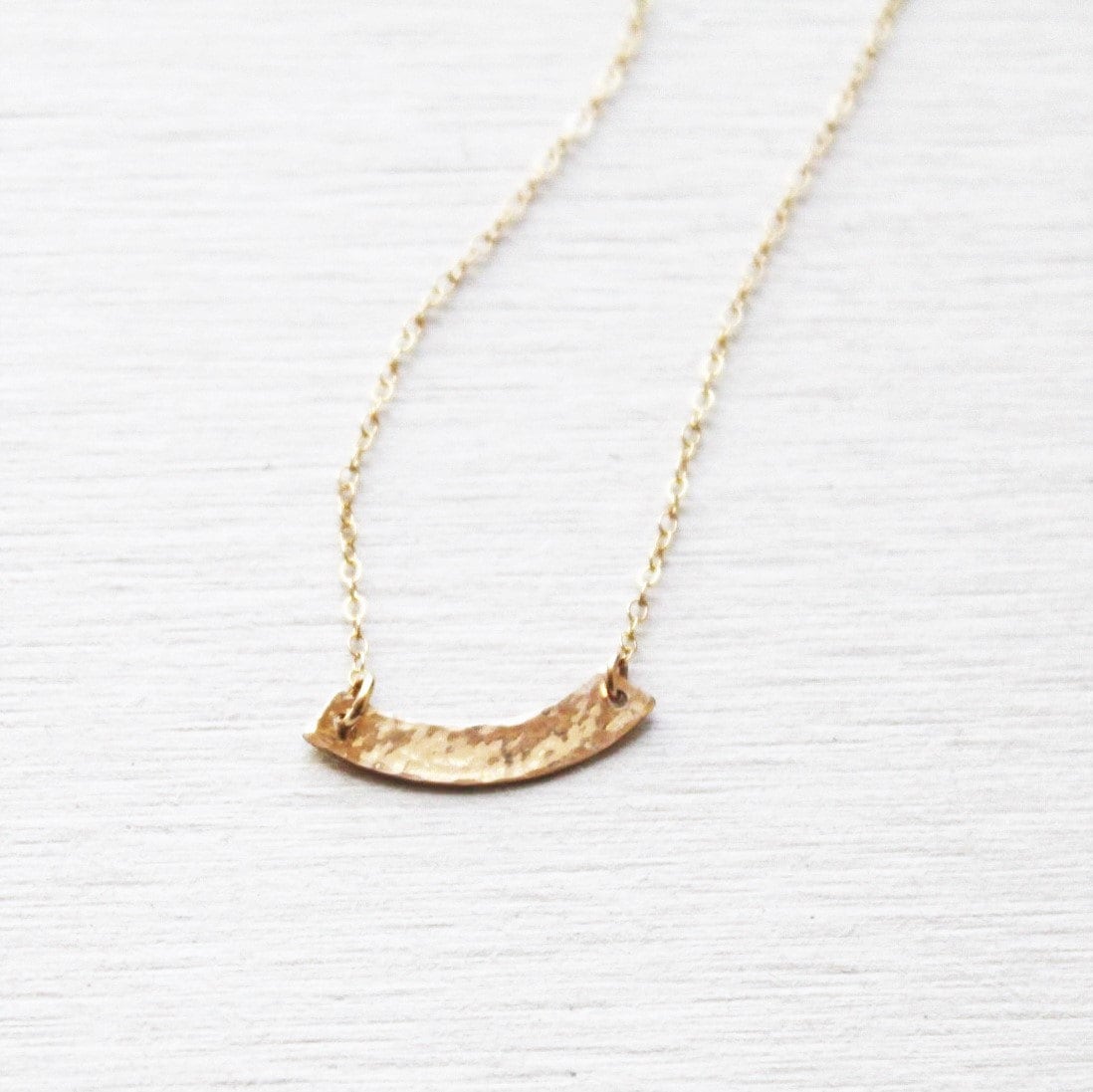 Hammered Gold Bar Necklace Gold Necklace Initial Necklace