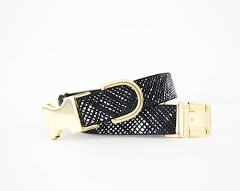 Black and White Basketweave Dog Collar