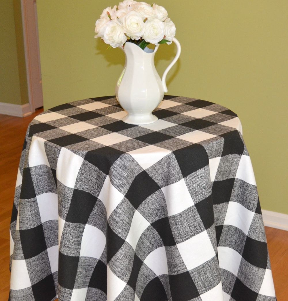 What Size Tablecloth For A 60 Round Table Top Furnitures What Size Tablecloth For A 60 Round Table Black White Buffalo Check By Beeyourselfdesigns