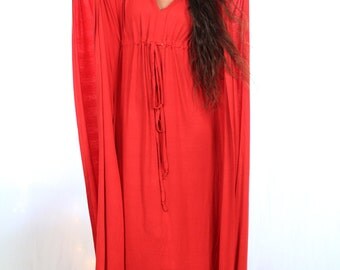Red Kaftan Maxi Dress in Jersey Knit - Long Caftan - 24 Colors