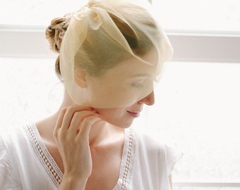 Gold birdcage veil, gold blusher, face veil, gold wedding veil - style 322