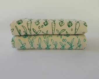 Flour Sack Towel, Hand Printed, Veggies, Cotton