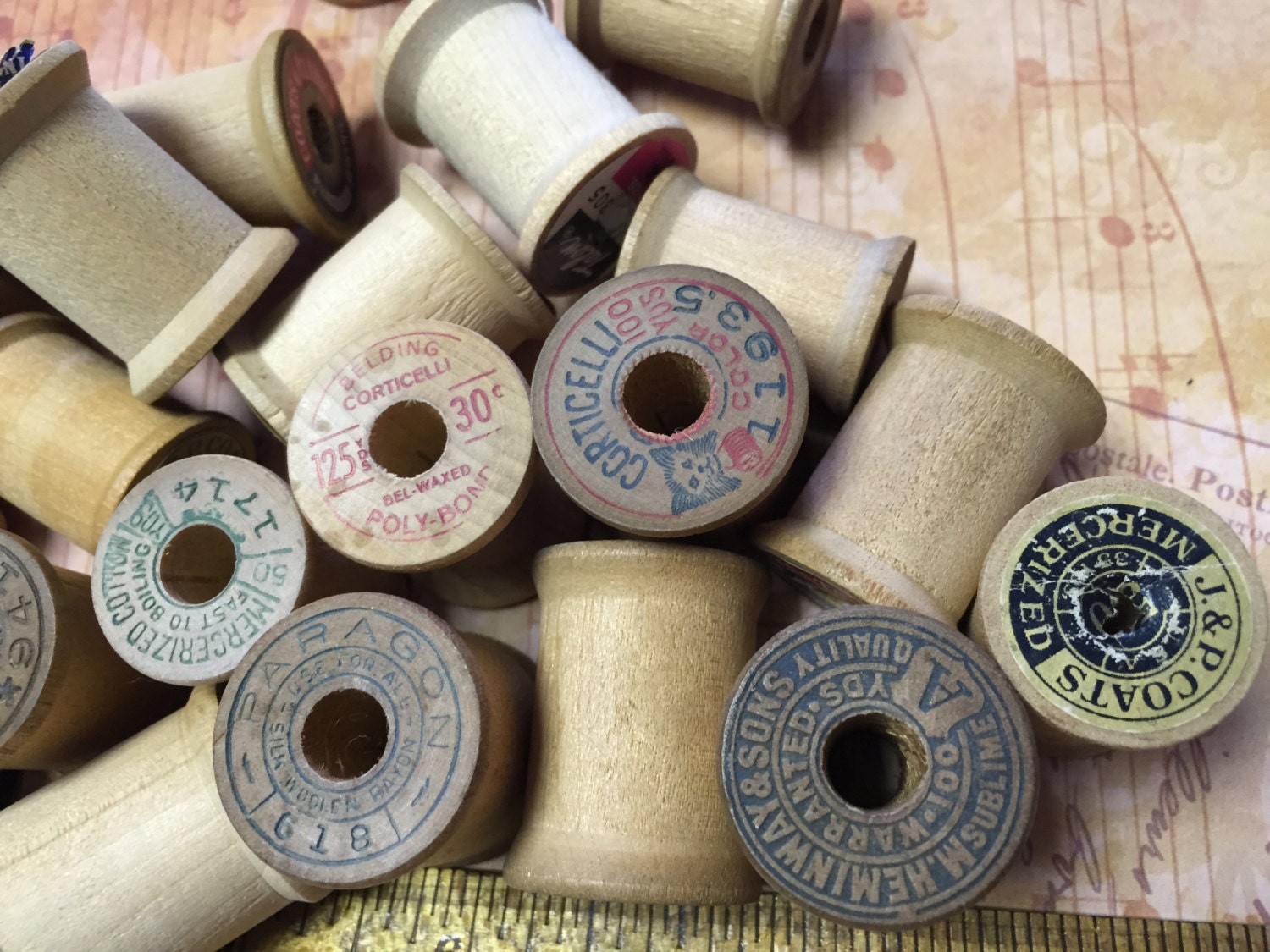 Vintage Wood Thread Spools Package of 6 by BitsyNest on Etsy