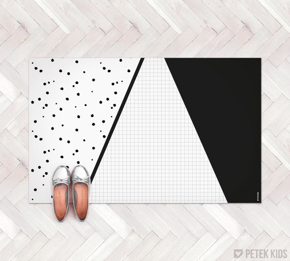 Black and White Geometric Rug / Kitchen Rug / by petekdesign