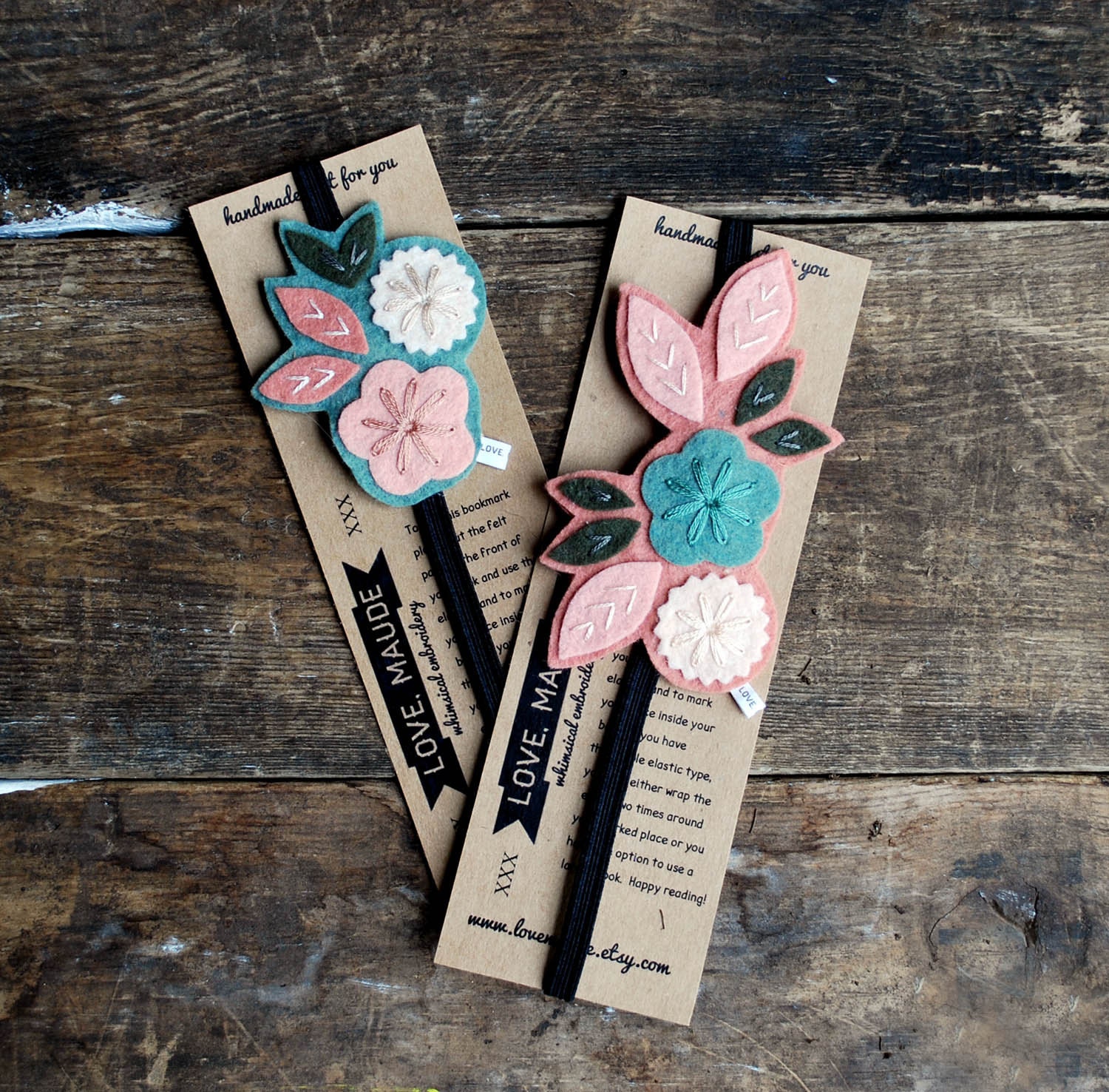 Unique Bookmark Set Flower Bookmark Hand by LoveMaude on Etsy