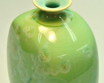Light Green Crystalline Pottery Bottle - Flask