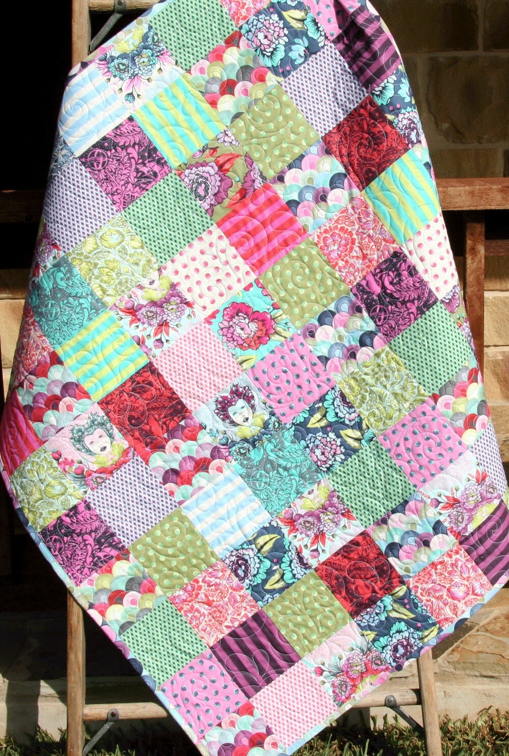 SALE Elizabeth Baby Quilt Tula Pink Modern Designer Fabrics