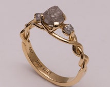 Rustic diamond wedding rings