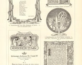 1903 Vintage Print of Book Design, Art of the Book, Illustrations, Decorated Initials, Bookplates, Ornaments