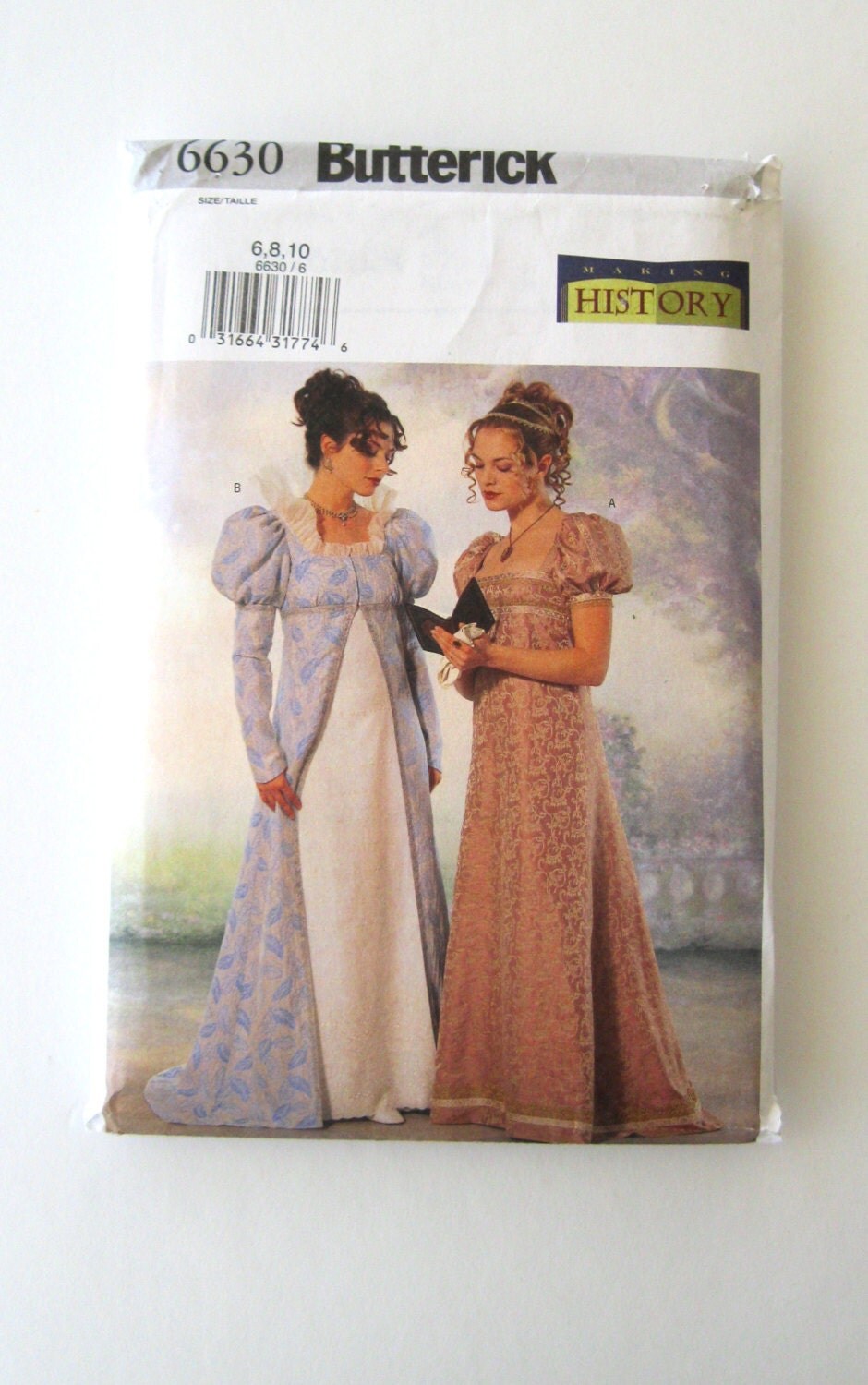 Early 1800s Dress & Coat Costume Pattern Butterick 6630 Womens