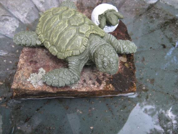 Sea Turtle With Hatching Turtle Egg, Concrete Turtle And Egg