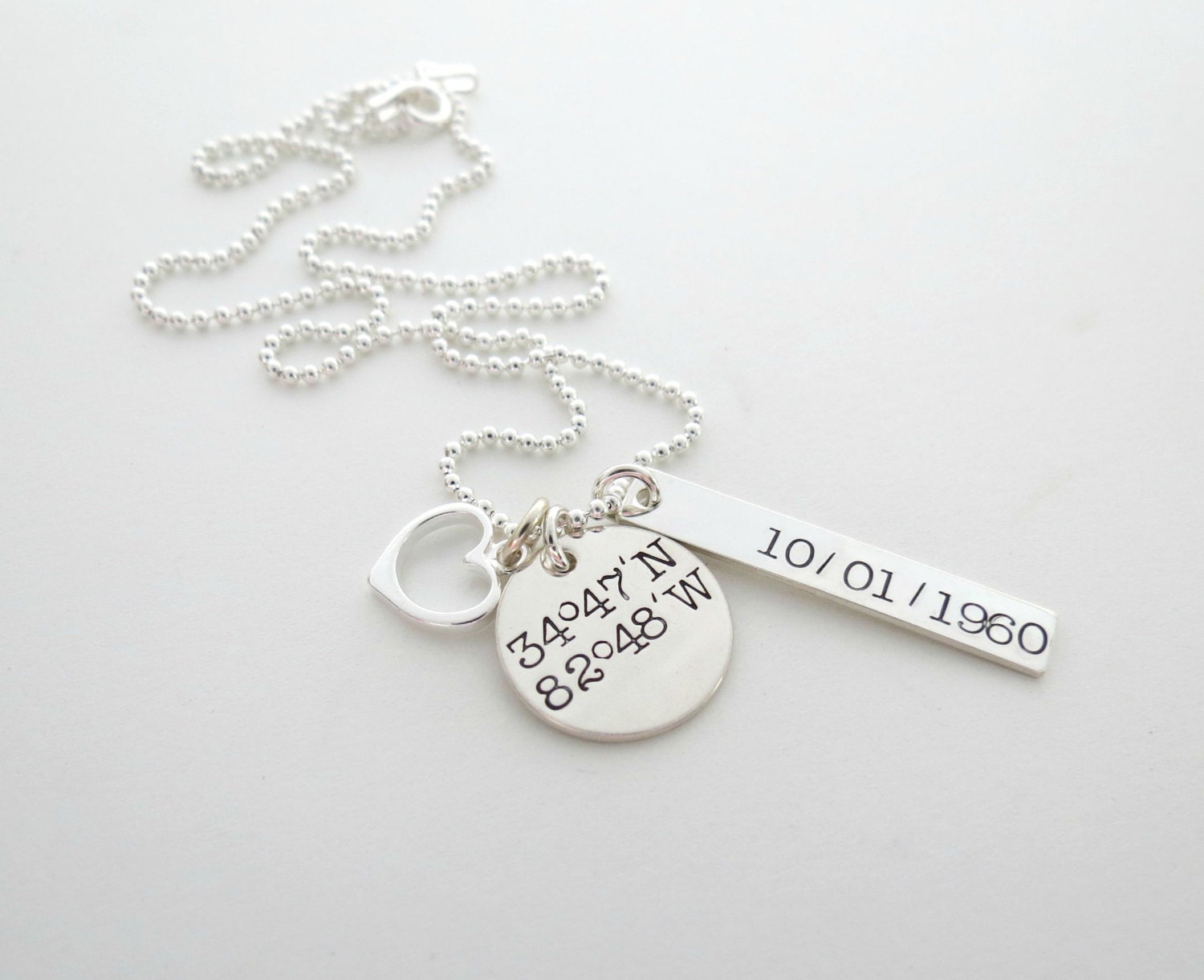 Personalized Coordinates Necklace Longitude by JewelryByRMSmith
