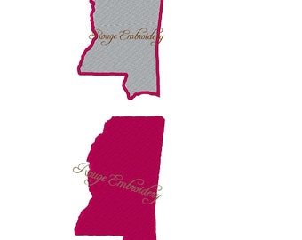 Mississippi State Embroidery Design Instant Download Filled 4x4 5x7 6x10