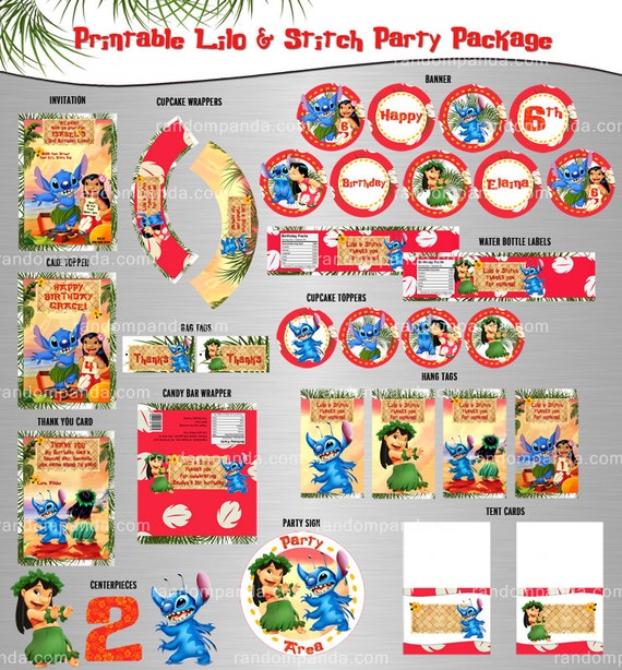 Personalize Lilo and Stitch Birthday Party Package Bundle