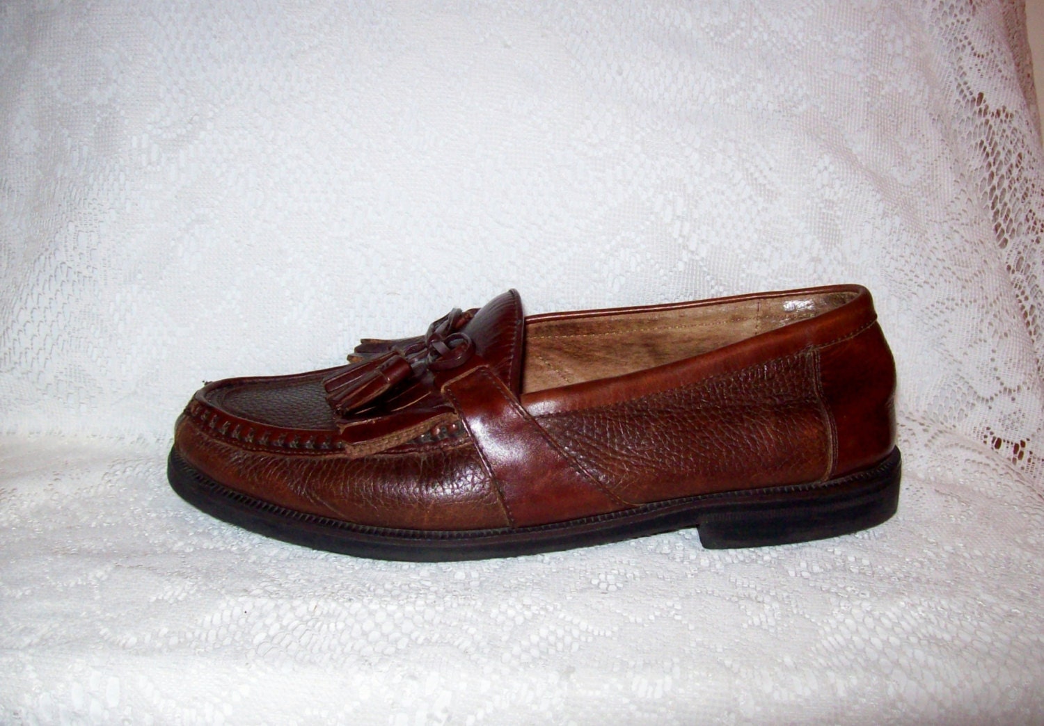 Vintage Men's Brown Leather Tassel Loafers by Florsheim