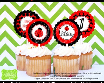 Ladybug Printable Cupcake Toppers Instant Download Digital