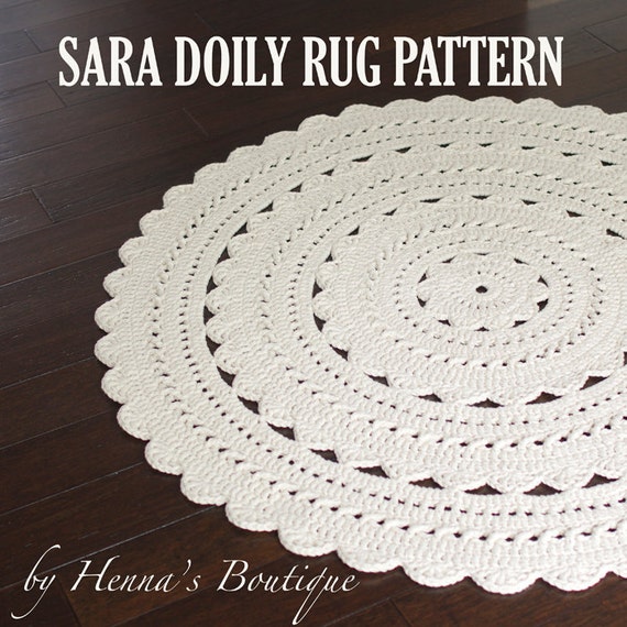 Crochet Doily Rug Pattern - "SARA" 37 inch rug - PDF