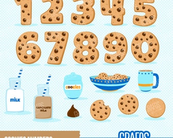 COOKIES NUMBERS - Digital Clipart Set, Cookies Clipart, Numbers Clipart