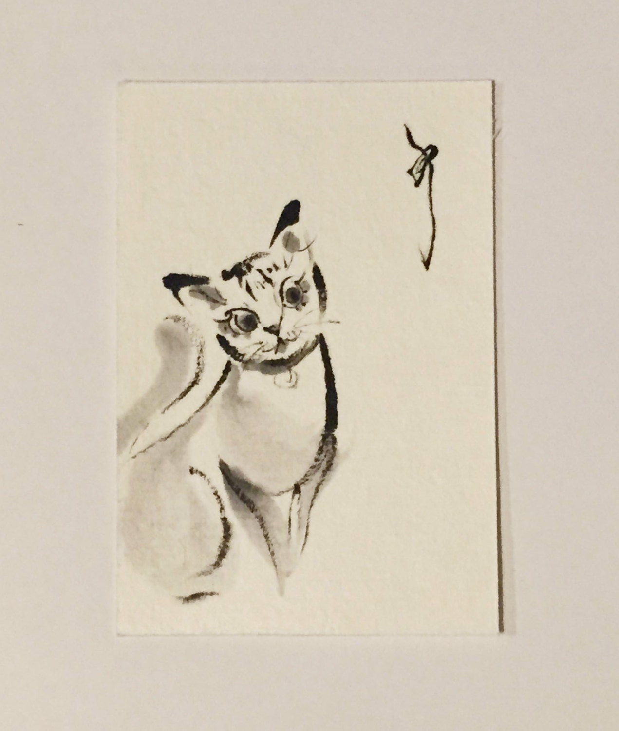 ink painting ink art cat illustration Japanese art cat