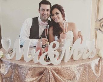 8" Wooden Mr and Mrs Wedding sign, Gold and Silver Glitter, Wedding Decor, Wedding, Mr & Mrs