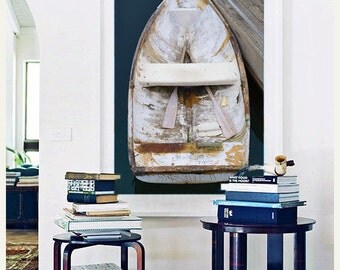 Rowboat Photography, Large Art, Nautical Decor, Wooden Boat Oars Photo Vertical Art Coastal Artwork Beach Decor Navy Blue Beige Ivory White