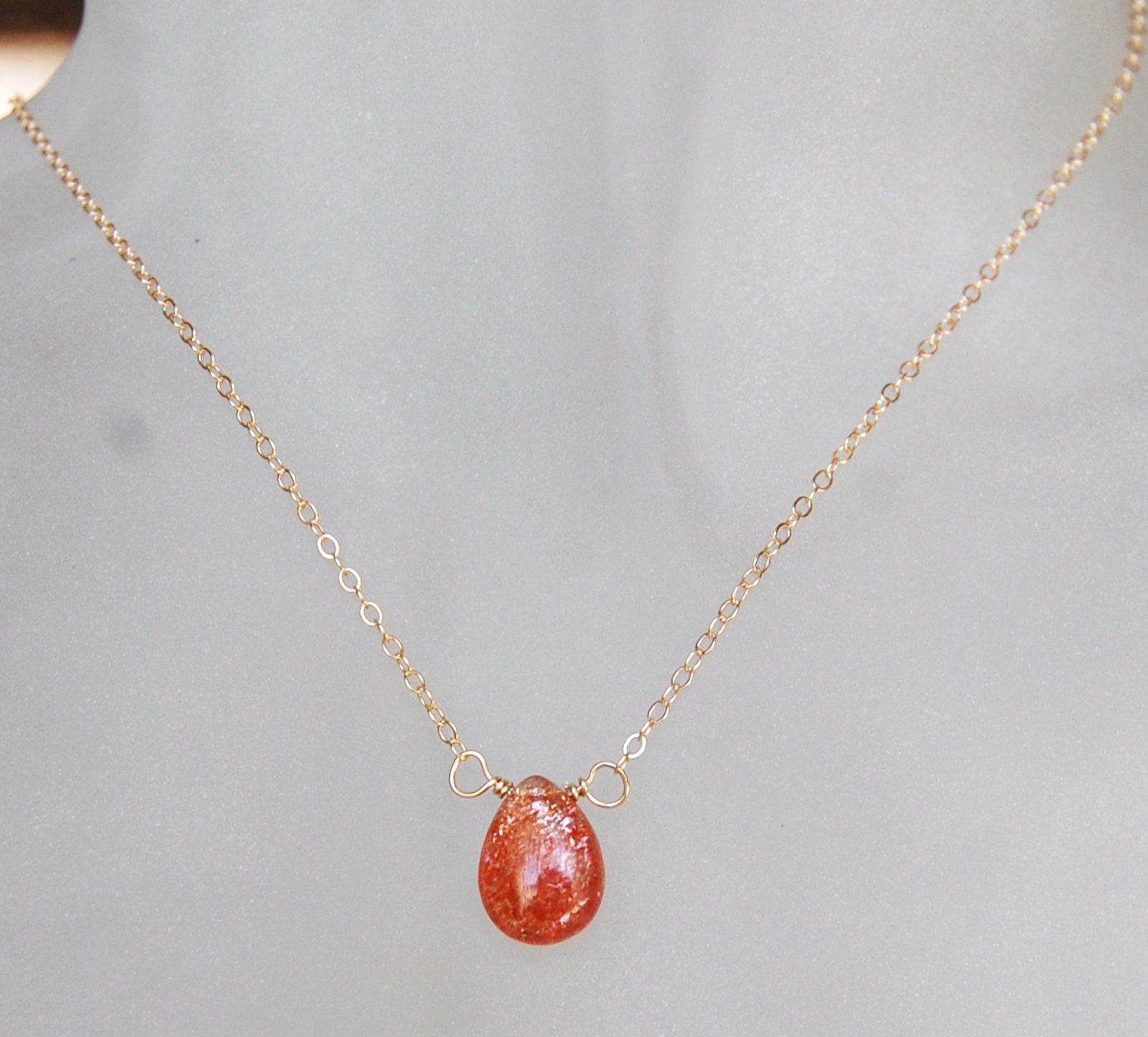 Sunstone Necklace Delicate Sunstone Necklace Gold Filled