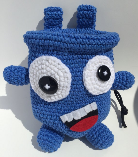 Blue Crocheted Monster Rock Climbing Chalk Bag by Dana