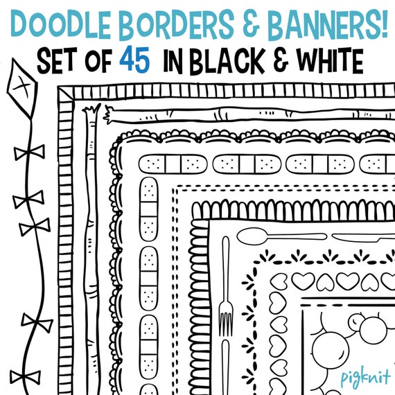 Download Doodle Borders Set of 45 Borders Doodle Banners Doodle by ...